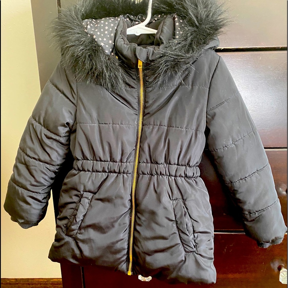 H&M Girls Black Winter Coat Size 4-6 years (4T)